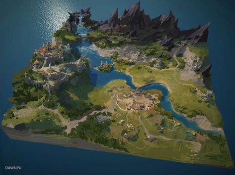 Game Environment Concept Art, Landscape Architecture Diagram, Fantasy World Map, Environment Props, Rpg Map, Game Environment, Landscape Concept, Game Concept Art, Fantasy Map