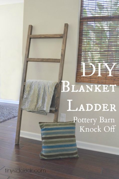 blanket-ladder-feature2 Wood Blanket Ladder, Rustic Blanket Ladder, Diy Blanket, Rustic Blankets, Diy Blanket Ladder, Pottery Barn Inspired, Blanket Ladder, Diy Interior, Boho Home