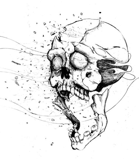 Exploding Skull, Skull Stencils, Indie Quotes, Skull Stencil, Lovely Bones, Ink Therapy, Art For School, Skull Tattoo Design, Skull Artwork