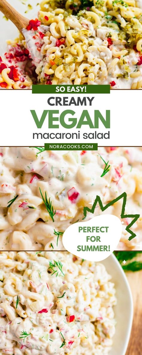 Macaroni Salad Vegan, Vegan Macaroni Salad Easy, Vegan Mac Salad, Vegan Macaroni Recipes, Vegan Cold Salad Recipes, Vegan Cookout Side Dishes, Vegan Bbq Side Dishes, Vegan Potluck Recipes, Vegan Macaroni Salad