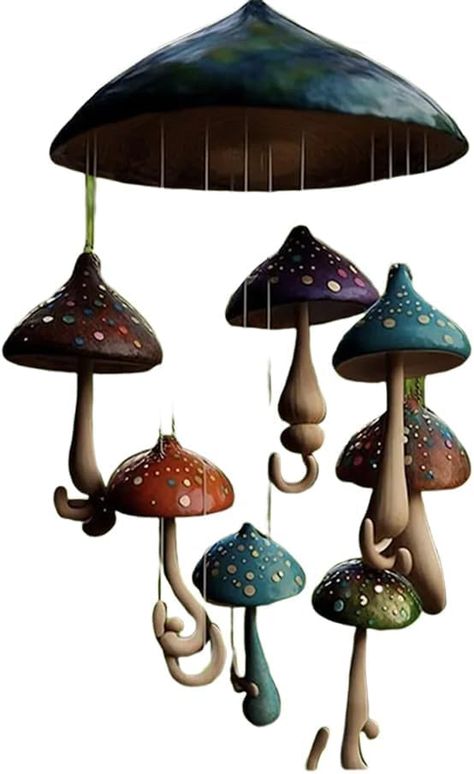 Wind Chimes Ceramic Ideas, Gloomy Room, Be More Elegant, Wind Chimes Craft, Garden Mushrooms, Vintage Mushroom, Uk Garden, Create And Craft, Handcrafted Art