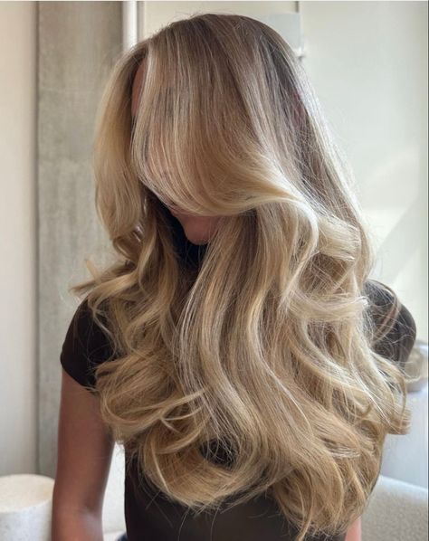 Fresh Blonde Balayage, Lived In Natural Blonde, Old Money Hair Blonde, Old Money Curls, Blonde Hair Lengths, Dimensional Dirty Blonde, Old Money Blonde Hair Color, Old Money Blonde Dark Roots, California Blonde Hair Sun Kissed