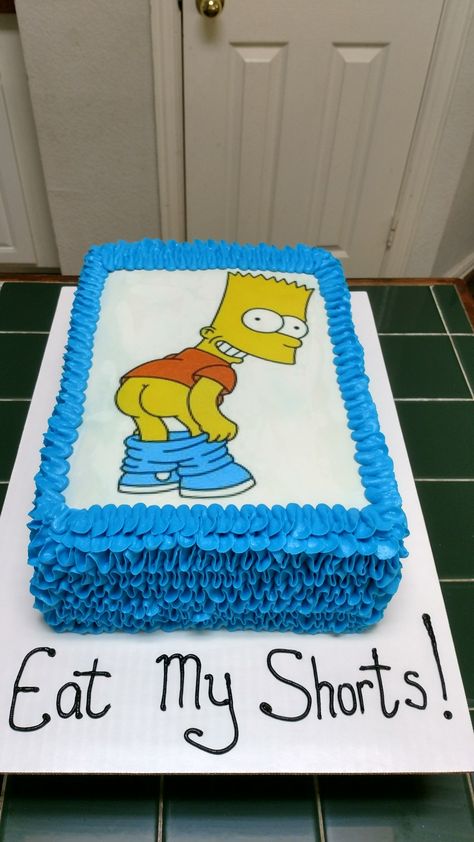 Amy's Crazy Cakes- Simpsons Bart "Eat My Shorts" Bart Simpson Cake, Simpsons Cake, Eat My Shorts, Fondant Cake Toppers, Eat My, Crazy Cakes, Cakes For Boys, Fondant Cake, The Simpsons