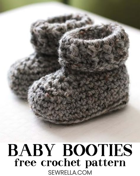 Baby booties are just to cutest on a snuggly, newborn baby - I don't care what anyone says! These are a must have for a newborn baby photoshoot! Click this pin to find the rest of the matching crochet newborn set. #crochet #freepattern #easypattern #forbeginners #howto #sewrella #diy #crafts #crochetbooties #crochetforbabies #crochetbabybooties Crochet Newborn Hat, Baby Booties Pattern, Newborn Baby Photoshoot, Booties Crochet, Crochet Things, Crochet Booties, Haken Baby, Hand Stitch, Crochet Baby Shoes