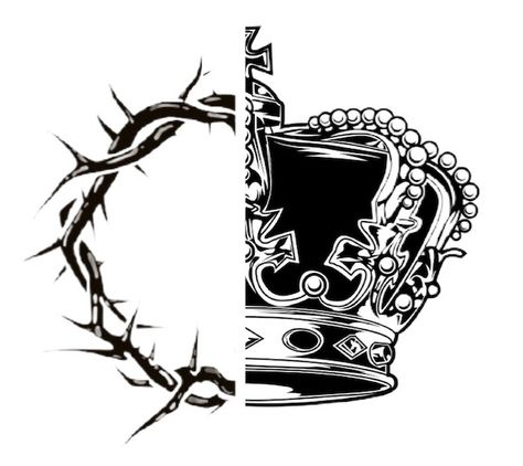 Biblical Crown Tattoo, Crown Of Thorns Aesthetic, Jesus Is King Tattoo, Bible Tattoos For Men, Ink Composition, Wallpapper Iphone, Jesus Art Drawing, Catholic Symbols, Bible Tattoos