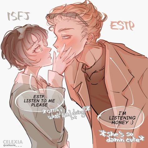 Isfj And Estp Fanart, Intj Estp Relationship, Estp X Isfj Couple, Isfj X Estp Fanart, Entp X Isfj, Isfj X Estp, Isfj Fanart, Estp Fanart, Istj Relationships