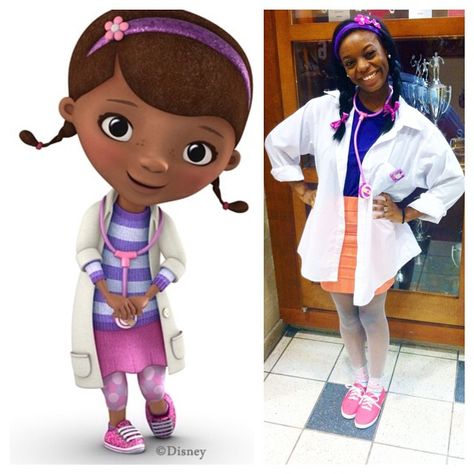 I was #DocMcStuffins today for Character Day! We're obvi twinzz! #homecoming #halloween #costume #ideas Cartoon Characters Dress Up, Characters Day Spirit Week, Homecoming Character Day Ideas, Hoco Character Day Ideas, Movie Character Spirit Week, Cartoon Character Outfits Spirit Week, Book Characters Halloween Costumes, Book Characters Outfits, Iconic Black Characters