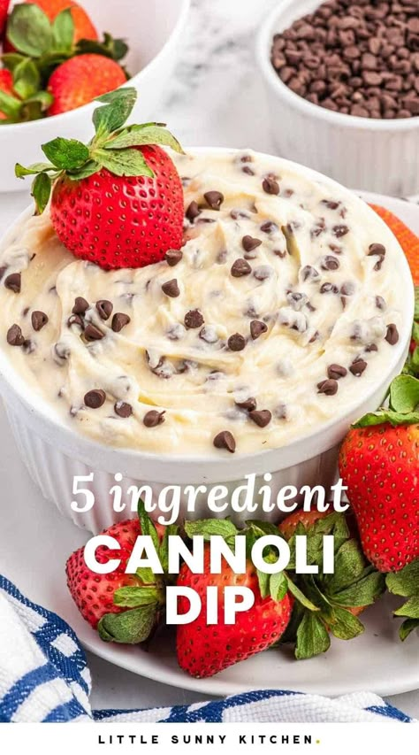 Italian Night Desserts, Easy Canolli Dip, Cannoli Dip Recipe Easy, Dessert For Italian Meal, Italian Dinner Party Desserts, Best Dessert With Italian Food, Easy Italian Potluck Recipes, Simple Italian Desserts Easy Recipes, Classic Italian Appetizers