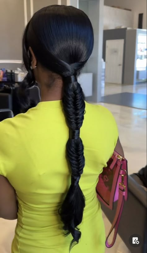 Sleeked Hairstyles, Fish Tail Braids, Tail Braids, Sleek Ponytail Hairstyles, Black Ponytail Hairstyles, Cut Her Hair, Fish Tail, Dope Hairstyles, Hair Ponytail Styles