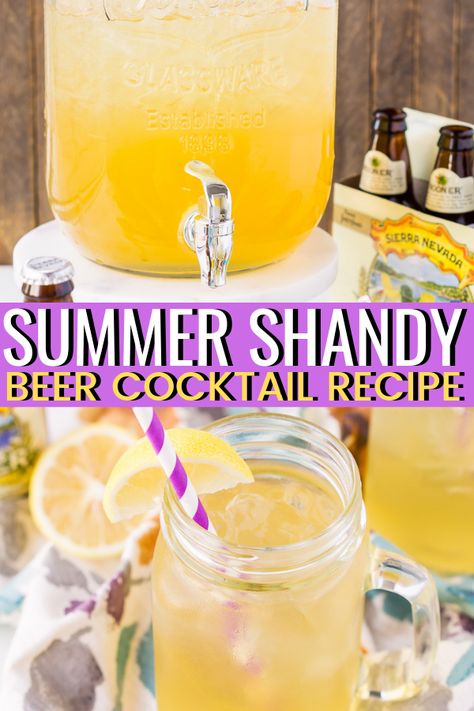 Spring Break Drinks Alcohol, Summer Shandy Beer, Beer Lemonade Drink, Summer Shandy Recipe, Summer Beer Recipe Vodka, Beer Punch Recipes, Cocktails With Beer, Beer Drinks Recipes, Lake Drinks Alcohol Summer