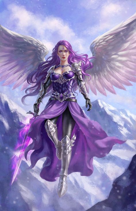 ArtStation - Tyria Large Fairy Garden, Purple Angel, Storyboard Ideas, Angel Princess, American Flag Wallpaper, Autumn Girl, Angel Images, Angel Warrior, Half Body