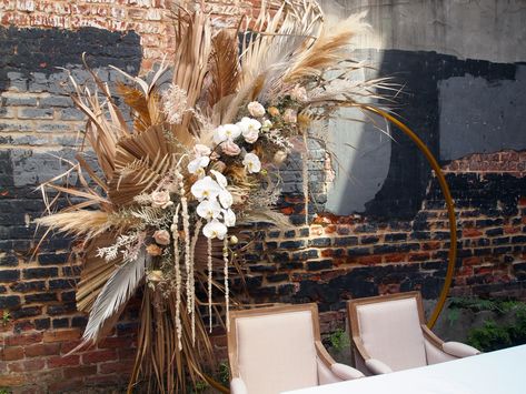 Boho Wedding Backdrop, Sweetheart Table Decor, Table Flower Arrangements, Nola Wedding, Dried Flowers Wedding, Sweetheart Table Wedding, Boho Chic Wedding, New Orleans Wedding, Wildflower Wedding