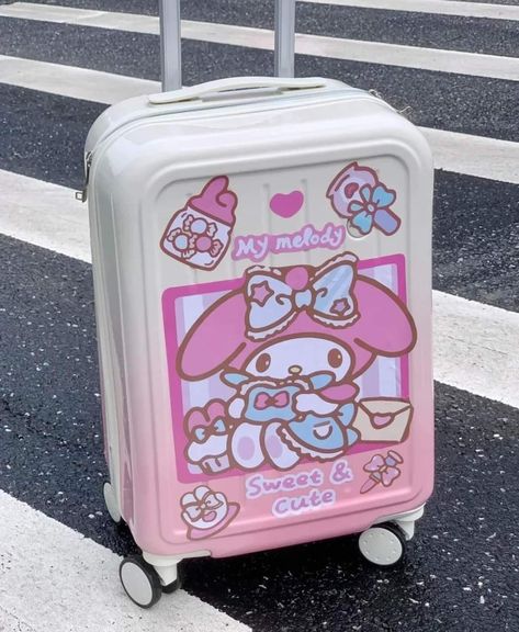 Sanrio Luggage, My Melody Suitcase, Hello Kitty Suitcase, Dance Style Outfits, Cute Suitcases, Cute Luggage, Kawaii Room Decor, Animated Wallpapers For Mobile, Hello Kitty My Melody