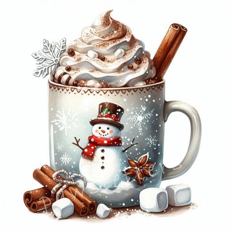 Holiday Hot Cocoa Mug Clipart 10 High Res Watercolor JPGs Winter Hot Cocoa, Holiday Printables, Christmas Cards, Cozy Hot Chocolate Graphics Warm up your holiday designs with the Holiday Hot Cocoa Mug Clipart collection, featuring 10 high-resolution watercolor JPGs of cozy, festive hot chocolate mugs. Each image captures the essence of winter comfort, with charming details like whipped cream, candy canes, and marshmallows, making these illustrations perfect for Christmas cards, holiday printable Hot Cocoa Painting, Watercolor Hot Chocolate, Christmas Decoration Drawing, Winter Illustration Design, Christmas Food Illustration, Christmas Images Printable, Hot Cocoa Art, Hot Cocoa Clipart, Peppermint Decorations