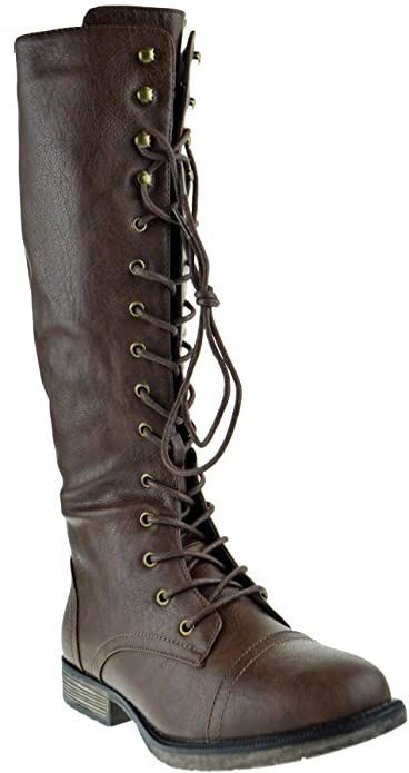 Amazon.com | Nature Breeze Madge 02Kh Womens Knee High Lace Up Combat Boots,Brown,6.5 | Knee-High Combat Boots Knee High, Combat Boots Brown, Women's Lace Up Boots, Brown Combat Boots, Brown Knee High Boots, Boots Knee High, Knee High Heels, Lace Up Combat Boots, Hunter Rain Boots