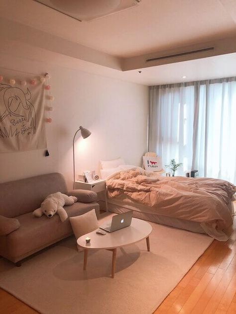 Studio Apartment Living, Redecorate Bedroom, Cozy Room Decor, Minimalist Room, Teen Bedroom Decor, Room Design Bedroom, Dream Room Inspiration, Room Makeover Bedroom, Room Makeover Inspiration