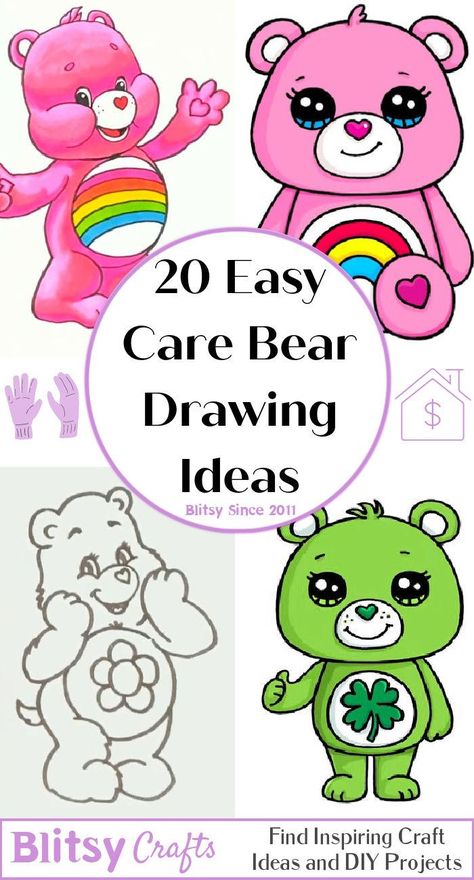 Care Bear Drawing Step By Step, How To Draw A Care Bear Step By Step, Care Bear Drawings Easy, Birthday Bear Care Bear, Sketch Outline, Step By Step Sketches, Bear Sketch, Hair Stenciling, Boat Drawing