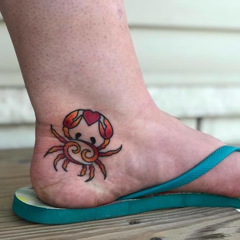 Small Foot Tattoo, Feet Tattoos For Women, Cute Foot Tattoos, Small Foot Tattoos, Crab Tattoo, Foot Tattoos For Women, Clever Tattoos, Zodiac Tattoos, Trendy Tattoo