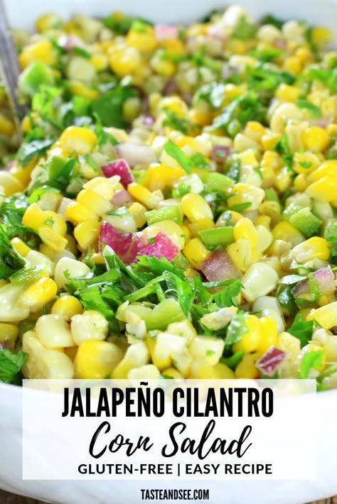 Fresh Corn Off The Cob, Mexican Corn Salad Recipe, Sweet Corn Salad Recipe, Corn Off The Cob, Cilantro Corn, Corn Recipes Side Dishes, Cilantro Salad, Corn Salad Recipe, Fresh Corn Salad