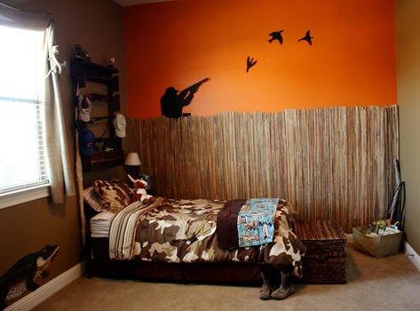 I am fully aware that this room will not  appeal to the tastes of the masses! Only in Texas and various other southern states, will friends... Hunting Themed Bedroom, Hunting Bedroom, Camo Bedroom, Camo Rooms, Hunter Room, Hunting Room, Teen Boy Bedroom, Big Boy Room, Boys Bedrooms