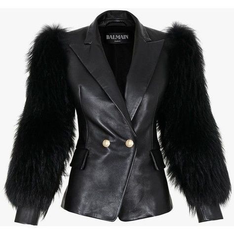 Balmain Fur sleeves leather jacket ❤ liked on Polyvore featuring outerwear, jackets, fur jacket, fur sleeve jacket, real leather jacket, black jacket and genuine leather jacket Men Sculpture, Black Fur Jacket, Jackets Oversized, Sculpture Fashion, Fur Sleeves, Leather Sleeve Jacket, Balmain Jacket, Jacket Fur, Fur Leather Jacket