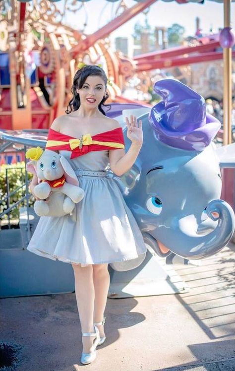 Amber Arden [as Dumbo - as a human female feat. Dumbo (x2)] (Cosplay by AmberArden @Facebook) #Dumbo Dumbo Costume, Princess Aprons, Dapper Day Outfits, Disney Bound Outfits Casual, Disney Dapper Day, Disney Skirt, Disney Dress Up, Fantasia Disney, Disney Inspired Fashion