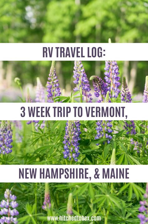 In May and June we spent 3 weeks in New England visiting Vermont, New Hampshire, and Maine. We’ve already shared our itineraries and advice on how to best spend your time in those three states. New England in the fall gets all the hype (and all the crowds), but New England in the spring is beautiful! Everything was green and the lupines in Maine were simply stunning! Here’s a casual trip log of our 3 week RV New England road trip. Pacific Coast Highway Road Trip, Maine In The Fall, New England Road Trip, Rv Road Trip, New England States, West Coast Road Trip, Travel Log, Full Time Rv, Travel Locations