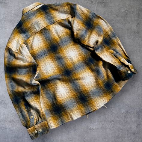 ( Sold out📦 ) Yellow Plaid Flannel - 1990s Size M/L Yellow Plaid, Plaid Flannel, Plaid, Yellow