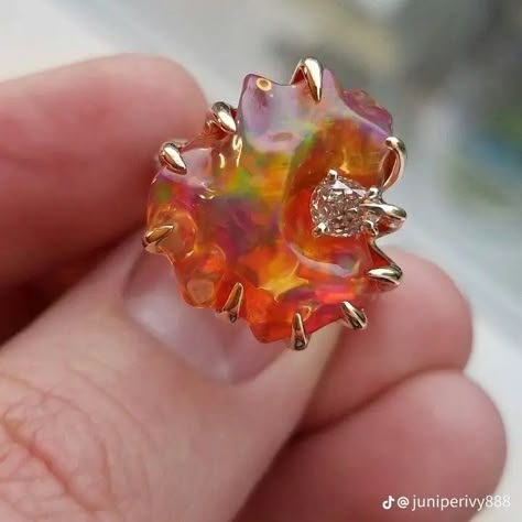 Fire Opal Jewelry, Fire Opals Jewelry, The Bling Ring, Fire Opal Ring, Dope Jewelry, Funky Jewelry, Jewelry Lookbook, Opal Ring, Dream Jewelry