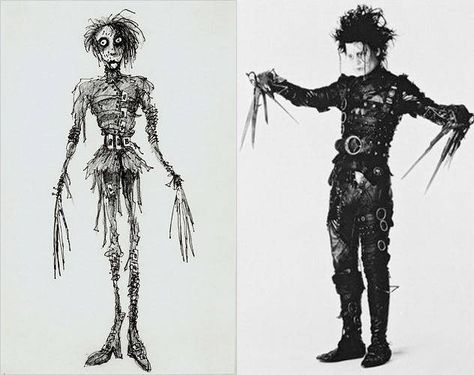 Crazy Facts About Edward Scissorhands You've Never Heard Edward Siccorhands, Tim Burton Drawings Style, Black Beetlejuice, Tim Burton Drawings, Costume Sketches, Colleen Atwood, Tim Burton Art, Tim Burton Movie, Crazy Facts