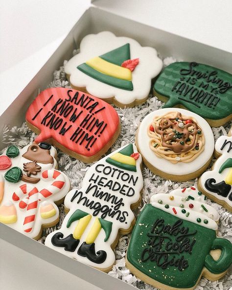 I have to give a shout out to @oquirrhmtncookies . Cathy continues to make my cookie cutter visions come to life. How freaking adorable is… Host A Christmas Party, Elf Christmas Party, Christmas Sugar Cookie Designs, Rudolph Cookies, Christmas Cookie Party, Elf Cookies, Christmas Party Ideas, Royal Icing Sugar, Royal Iced Cookies