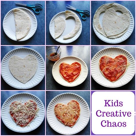 Homemade Heart Shaped Pizza without Yeast #glutenfreerecipeideas #glutenfreepizza #glutenfreepizzacrust Heart Shaped Tortilla Pizza, Pizza Without Yeast, Shaped Pizza, Heart Shaped Pizza, Creative Chaos, Gluten Free Pizza Crust, Kids Cookbook, Flour Tortilla, Tortilla Pizza