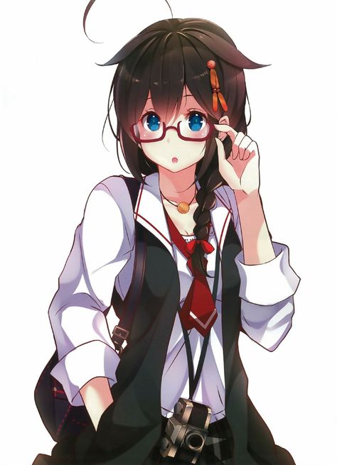 Adjusting Glasses Reference, Glasses Reference, Adjusting Glasses, Best Comedy Anime, Glasses Drawing, Brunette Blue Eyes, Long Brunette Hair, Brown Hair Blue Eyes, Oh My Goddess