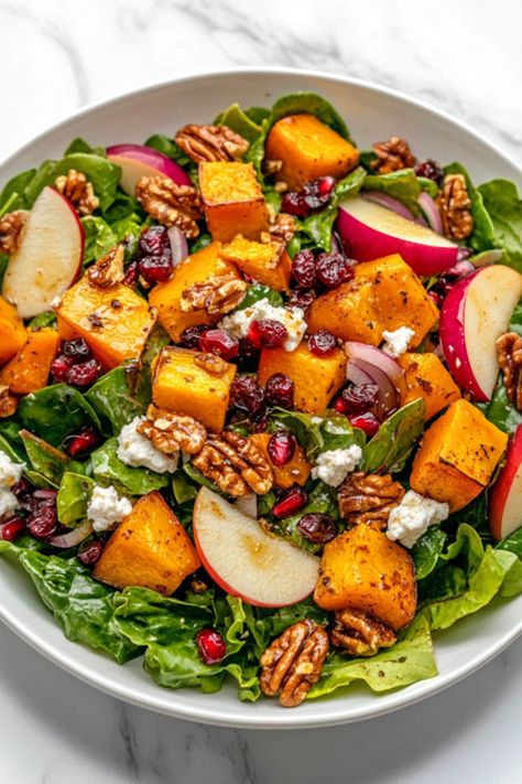 Harvest Salad Dressing, Harvest Salad Recipes, Salad With Butternut Squash, Fall Harvest Salad, Butternut Squash Salad, Meal Rotation, Harvest Salad, Honey Mustard Dressing, Butternut Squash Recipes