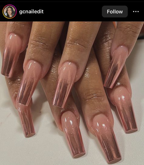 Nude And Chrome Nails, Chrome Nails Nude Base, Fall Nails 2024 Chrome, Long Gold Chrome Nails, 3d Gold Chrome Nails, Summer Nail 2024 Trends Chrome, Jewel Nails, Lavish Nails, Gel Chrome Nails