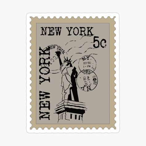 New York Stamp Vintage, Nyc Postage Stamp Tattoo, New York Postage Stamp, New York Postage Stamp Tattoo, Italy Postage Stamp, Nyc Stickers Aesthetic, Postage Stamp Stickers, New York Stickers Printable, New York Stickers Aesthetic