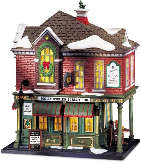 Christmas Village Collections, Dept 56 Snow Village, Christmas In The City, Christmas Village Houses, Dickens Village, Snow Village, Train Sets, Light Building, Irish Pub