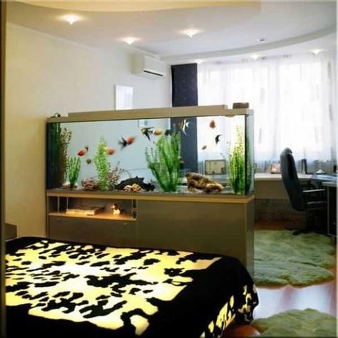 Beautiful fish tank ideas for Relaxing home - Little Piece Of Me Big Aquarium Living Rooms, Diy Aquarium Decor, Decorative Partition, Modern Partition Walls, Home Engineering, Latest Living Room Designs, Home Aquarium, Open Concept Living Room, Living Room Partition