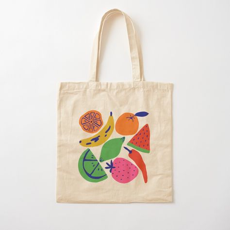 100% cotton reusable shopping carry bag with digital print on one side. Simple Tote Bag Painting, Handpainted Totebag, Tote Bag Painting Ideas Easy, Diy Tote Bag Painting Ideas, Totebag Painting, Neon Fruit, Tod Bag, Fruit Tote Bag, Decorated Tote Bags