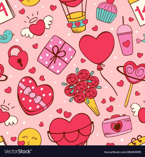 Valentine's Day Wallpaper, Valentine Vector, Valentine's Day Illustration, Day Wallpaper, Valentines Patterns, Valentines Wallpaper, Surface Pattern Design, Pink Background, Surface Pattern