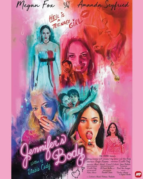 Jennifers Body Movie, Demon Possession, Colorful Movie, Diablo Cody, Female Directors, Fan Poster, Jennifer's Body, Movie Poster Wall, Pink Posters