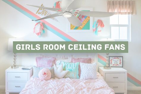 Girls Ceiling Fan, Girls Bedroom Chandelier, Ceiling Fan Wiring, Bed Fan, Flush Ceiling Fans, Decorative Ceiling Fans, Bedroom Fan, Ceiling Fan Makeover, Unique Ceiling Fans