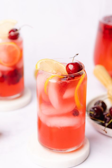 Cherry Lemonade Recipe (Refined Sugar Free) - A Full Living Cherry Lemonade Recipe, Sugar Free Lemonade Recipe, Chokecherry Syrup, Sugar Free Lemonade, Lemonade Punch, Oven Baked Ribs, Cherry Lemonade, Keto Fruit, Cherry Syrup