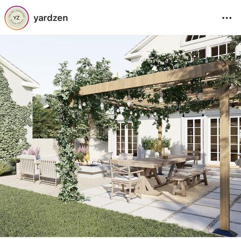 Country House Patio Ideas, Outdoor Deck Inspiration, Classy Garden Ideas, Italian Inspired Backyard Patio, Modern Cottage Backyard, Inexpensive Patio Cover Ideas, Full Sun Backyard Landscaping Ideas, Back Deck Inspiration, Deck Styling Outdoor