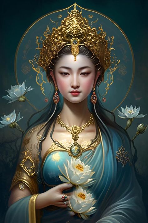 Mata Laxmi, Guanyin Art, Asian Representation, Guanyin Goddesses, Buddhist Art Drawing, Goddess Of Mercy, Shakti Goddess, Quan Yin, Ideal Life