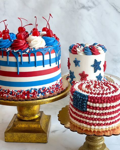 4th of July Cakes! 🎇🇺🇸 Need a cake for your 4th of July party? Or let me rephrase… if you’re having a 4th of July party, then you need one of these cakes! 😉 All of these grab & go cakes are available at @frostartisanbakery ! Stop by @frostartisanbakery tomorrow to get yourself a sweet slice of patriotism 🦅 #cakegram #cakesofig #cakeoftheday #cakestagram #frostartisanbakery #buffalobakery #downtownbuffalo #buffalony #frost #4thofjuly #explore #cakeinspiration #cakinstagram #layercake #cakegr... July 4th Baby Shower Ideas, 4th Of July Smash Cake, July Baby Shower Ideas, July Baby Birthday, 4th Of July Cakes, Striped Cake, 4th Of July Cake, July Baby, 4th Of July Party