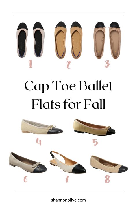 Chanel Flats Outfit Classy, Captoe Flats Outfits, French Ballet Flats, Ballet Flats Chanel, Chanel Cap Toe Outfit, Cap Toe Ballet Flats Outfit, Tan Ballet Flats Outfit, Cap Toe Flats Outfit, Chanel Ballerina Flats Outfits