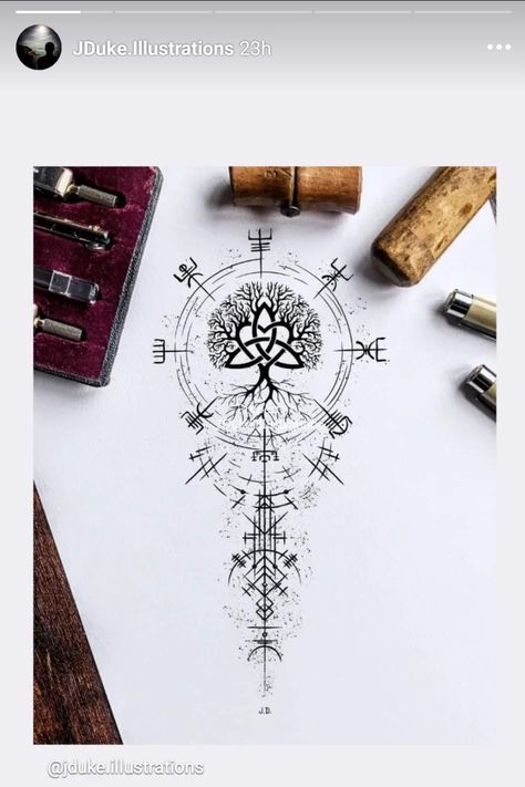 Norse Tattoo Design, Viking Compass Tattoo, Viking Tattoo Sleeve, Rune Tattoo, Tattoo Outline Drawing, Wrist Tattoos For Guys, Norse Tattoo, Nordic Tattoo, Geometric Tattoo Design