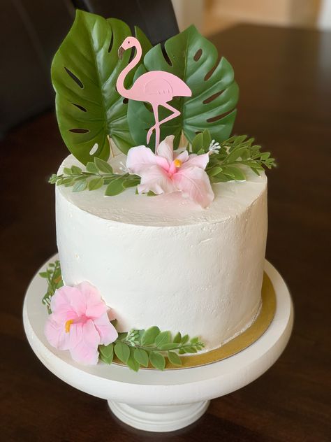 Tropical Theme Cake Simple, Tropical First Birthday Cake, Flamingo Tropical Cake, Tropical 30th Birthday Cake, Pink Tropical Birthday Cake, 2 Tier Flamingo Cake, Flamingo Birthday Cake, Tropical Birthday Cake, French Vanilla Cake