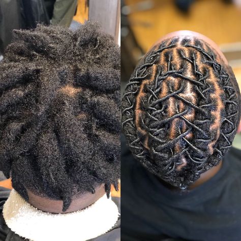 Shape Up With Dreads Men, Locs With Line Up Men, Starter Loc Retwist, Men’s Colored Locs, Short Loc Styles For Men, Men’s Long Loc Hairstyles, Starter Locs Styles, Men’s Loc Styles Barrel, Loc Hairstyles For Men